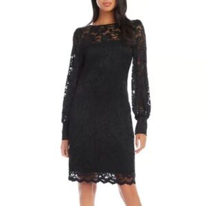 NWT KAREN KANE Long Sleeve Stretch Lace Fabric Pullover Dress Size Medium